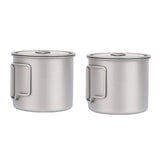 2X Titanium Cup 550Ml Ultralight Portable Pot Titanium Water Mug Cup For Outdoor Camping Hiking Backpacking