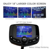 JINSERTA 1.8" Large Screen Bluetooth FM Transmitter Kit Car MP3 Player 3 USB Port QC3.0 Fast Charger AUX FM Modulator Handfree