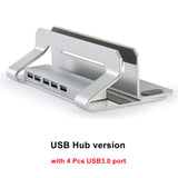 Vertical Laptop Stand Holder with USB3.0 Hub Adjustable Desktop Notebook Dock Space-Saving Stand for MacBook, Laptop Accessories
