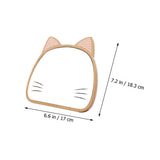 1 Pc Adjustable Makeup Mirror Wooden Cartoon Cat Table Cosmetic Mirror (Khaki)