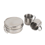 8PCS Camping Cookware Mess Kit Stainless Steel Cooking Pot and Pan Set with Plates Cups for Outdoor Camping Hiking Cooking Set