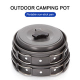 8pcs Camping Cookware Set Outdoor Hiking Cooking Picnic Bowl Pot Pan Cooking Tools Kit 1-2 Person Camp Accessories
