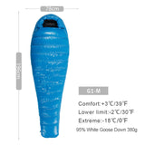 Series White Goose Down Mummy Camping Sleeping Bag Ultralight Baffle Design Outdoor Hiking Nylon Sleeping Bag