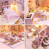 Diy Miniature Dollhouse Kit Doll House Furniture Handmade Model Room Box Toys For Children Christmas Gift Wooden House For Adult