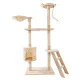 60"Luxury Pet Cat Tree House Condo Furniture Multi-Layer Cat Tree with Ladder Sisal Scratching Post for Cat Climbing JumpingToy