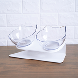 Cat Food Bowl Double single Transparent AS Material Non-slip Food Bowl With Protection Cervical Transparent protect cat neck