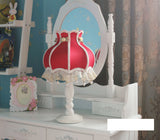 Girls Bedroom Table Lamp White PInk Blue Princess Lace Lampshade Wood Desk Lighting Bedside Lamp Book Reading Table Lamp D94