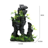 Fish Tank Landscape Decoration Artificial Resin Rockery Aquarium Decor Ornament Fake Tree Jungle Bird House Aquarium Accessories