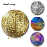 InMemory Glitter Sequin Elastic Round Photography Backdrops Wedding Baby Shower Disco Party Photobooth Shine Twinkle Table Cover