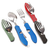 Outdoor Tableware Portable Stainless Steel Cutlery Fork Spoon Picnic Travel Tableware For Camping Equipment Cooking supplies