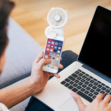 Necklace Fan Mini Bladeless Handheld Fan Portable USB Rechargeable Personal Neck Fan Mobile Phone Lens Selfie Lamp Clip Fan