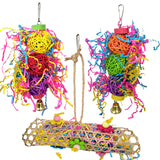 Bird Toy Set Parrot Shredder Foraging Assorted Hanging Cage Bird Chewing Rack Toys Pet Molar Pastime Tesring Chewing Birdie Bite