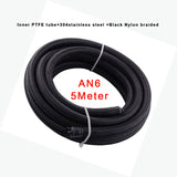 5M Nylon Braided  PTFE AN6-AN6- Fuel Hose Oil Gas Cooler Hose Line Pipe Tube Outside  Braided Inside PTFE