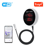 Top Tuya Smart WIFI Hygrometer Thermometer With External Temperature Humidity Detector,USB Charge or Rechargable Battery