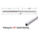 30 Pairs Swage Lag Screws Left &amp; Right for 1/8 Inch Cable Railing Stainless Steel T316 Stair Decking Railing Hardware DIY Wood P