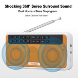 Rolton E500 Wireless FM Radio 6W HiFi Stereo Bluetooth Speaker Music Player Digital Radios Flashlight LED Display Mic Record TF