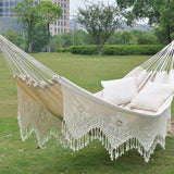 Double Outdoor Camping Indoor Leisure Hanging Chair Tassel Hammock Swing Hammock Outdoor Furniture Canvas Swing flat hammock