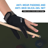 Billiard Glove Anti-skid Breathable Cue Sport Glove 3 Finger Super Elastic Sports Glove Fits on Left or Right Hand