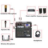 Freeboss AG-TD4 Series 4/6 Channels 99 Effects 7 Band EQ USB Play and Record Bluetooth Dj Party School Sound Audio Mixer