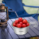 TOMSHOO Stainless Steel Sierra Cup Bowl with Mesh Strainer Colander and Lid for Camping Hiking Backpacking Cups Picnic Cookware