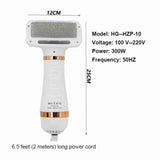 2 in 1 Portable Dog Dryer Pet Hair Dryer And Fur Comb Brush Dog Cat Grooming Dryer Adjustable Temperature Wind Speed Pet Brush