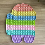 Big Size Among in Us Rainbow Pop Bubbles Fidget Toy Antistress Push Bubble Sensory Silicone Toy Simple Dimple Poppit Fidget Toys