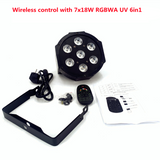 Wireless Remote Control LED dj light Led Flat Par 9x18W RGBWA UV 6IN1 DMX controlled Home Disco Lights