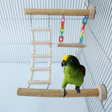Wood Bird Perch Stand Toy Parrot Swing Climbing Ladder Birdcage Play Gyms Playground for Parakeet Cockatiel Lovebirds