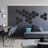 12 Pcs Acoustic Panel Sound Insulation Board,Hexagon Sound Insulation Pad,for Sound Insulation &amp;Acoustic Treatment,Black