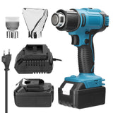 Cordless Handheld Hot Air Machine Lithium Rechargeable Heating Equipment Temperatures Adjustable Power Tool with 2 Nozzles