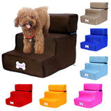 Dog Stairs Dog Ladder Pet 3 Steps Dog Stairs for Small Cat Pet Ramp Ladder Anti-slip Removable Dogs Soft Bed Pet Cages Kennels
