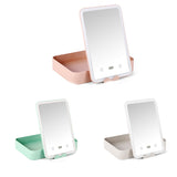 Makeup Storage Box Flat Storage Vanity Mirror Storage Box Smart LED Fill Light with Countdown Makeup Mirror
