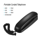 Telephone Wall Mountable Mini Desktop Corded Landline Phone Fixed for Home Hotel Office Bank Call Center