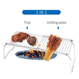 2 in 1 Outdoor Folding Stove Stand Barbecue Grill Camping Table Pot Holder BBQ Net Firewood Bracket For Hiking Picnic BBQ Party