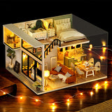 Cutebee DIY DollHouse Doll House Miniature Dollhouse Wooden Furniture Kit Toys for Children New Year Christmas Gift Case