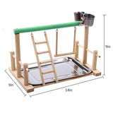 Pet Bird Toy Activity Center Birdcage Stands With Bird Perch Ladder Hammock Feeder Playground For Parrot Wooden Platform Pet Toy