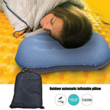 Outdoor Automatic Blue Inflatable Pillow TPU Camping Trip Nap Neck Pillow Outdoor Travel Air Pillow Neck Camping Sleeping Pillow