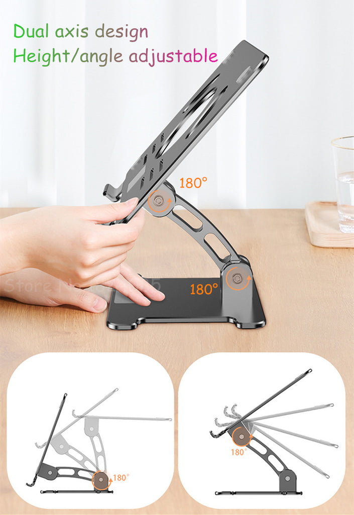 Aluminum Laptop Riser Stand Dual Axis Design Height/Angle Adjustable N ...