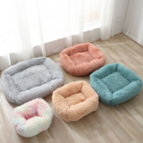 Pet Beds Long Plush Dog Bed Square Solid Color Puppy Beds Mat for Little Medium Large Pets Supplies Winter Warm Bed Cat Cushions