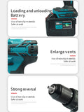 3 In 1 13mm Brushless Electric Hammer Drill Electric Screwdriver 20+3 Torque Cordless Impact Drill for Makita 18V Battery
