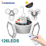 Portable LED Solar Light Remote Control Usb Rechargeable Solar Charge Lamp  Night Maket Emergency Light Tent Camping Work Light