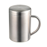 Nordic Style 400ml Coffee Cup with Lid 304 Stainless Steel Office Mug with Handle Home Student Double-Layer Insulated Water Cup