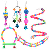 Parrot Hanging Cage  Bird Cage Toys for Parrots Reliable &amp; Chewable-Swing Hanging Chewing Bite Bridge Wooden Beads Ball Bell To