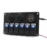Waterproof Marine Switch Panel 6 Gang with Dual 3.1A USB Slot Socket