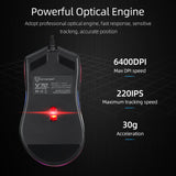 Motospeed V70 USB Wired Gaming Mouse RGB Mouse Ergonomic Design 8-gear Adjustable DPI Wide Compatibility Black