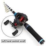 1.65M Carbon fishing rod Casting Rod and Baitcasting Reel set Portable telescopic pole Fishing rod with reel carp Trout pesca