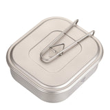 1100ml Titanium Lunch Box with Foldable Handle Outdoor Camping Lunch Box for Outdoor Camping Hiking Backpacking Picnic