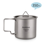 Aomiun Ultralight Titanium Cup Camping Water Mug Outdoor Portable Camping Picnic Water Cup Mug with Foldable Handle