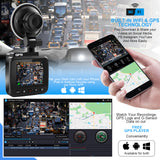 4K 3840*2160 WIFI GPS Dash Cam Recording Car Camera Night Vision WDR  G-Sensor Motion Detection 1080P Rear Camera