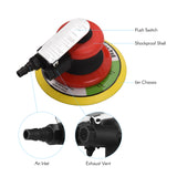 Pneumatic Orbital Sander Air Grinder 6&amp;quot; Vacuum Eccentric Polishing/Grinding Machine Sanding Waxing Tools for Car Wall Wood Metal